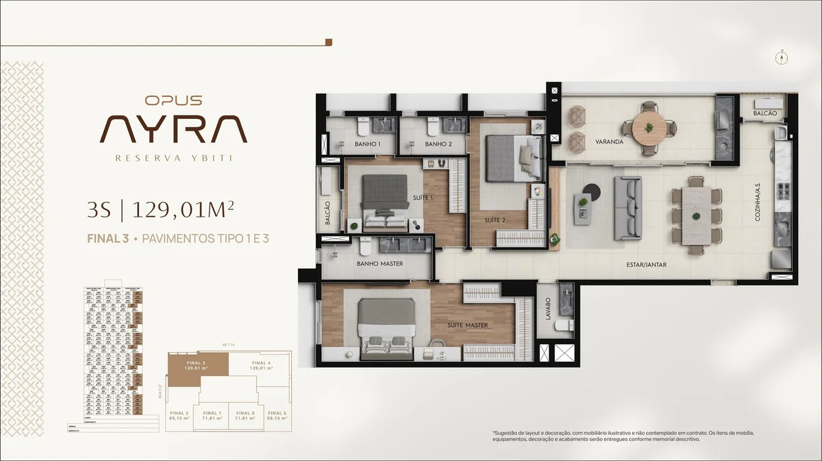 Planta 129m2 — Opus Ayra